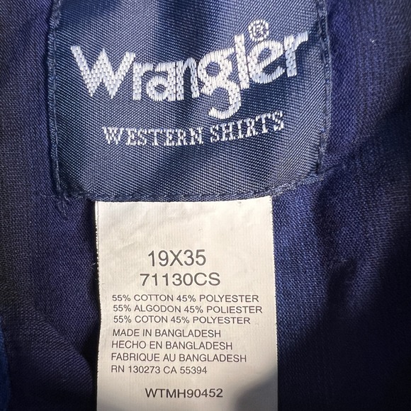 Vtg Wrangler Western Pearl Snap Men‎ Shirt Size 19X35 Striped Faded Blue - Picture 6 of 10